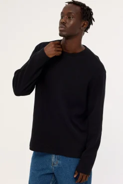 Channing Waffle Long Sleeve Tee Black