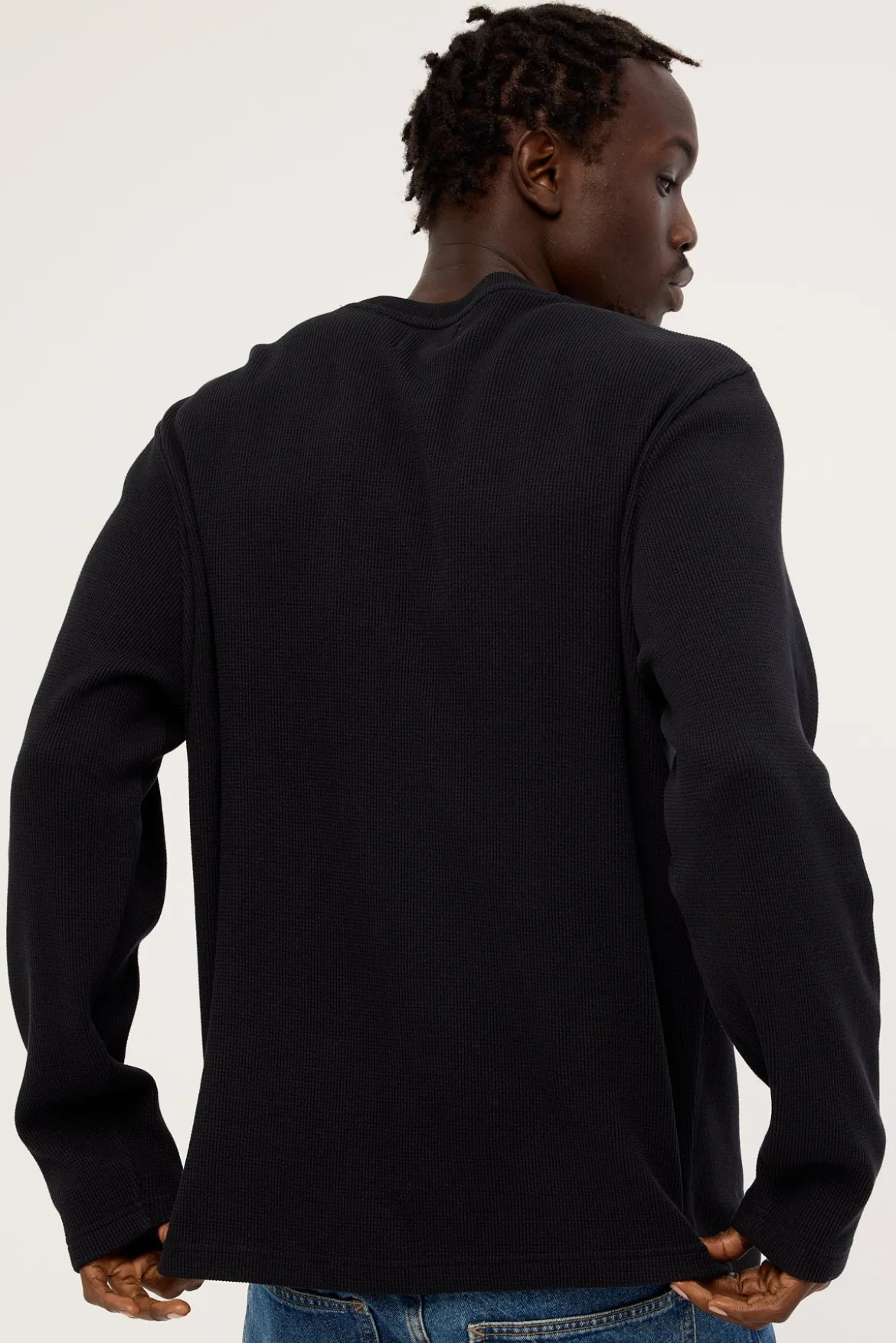 Channing Waffle Long Sleeve Tee Black