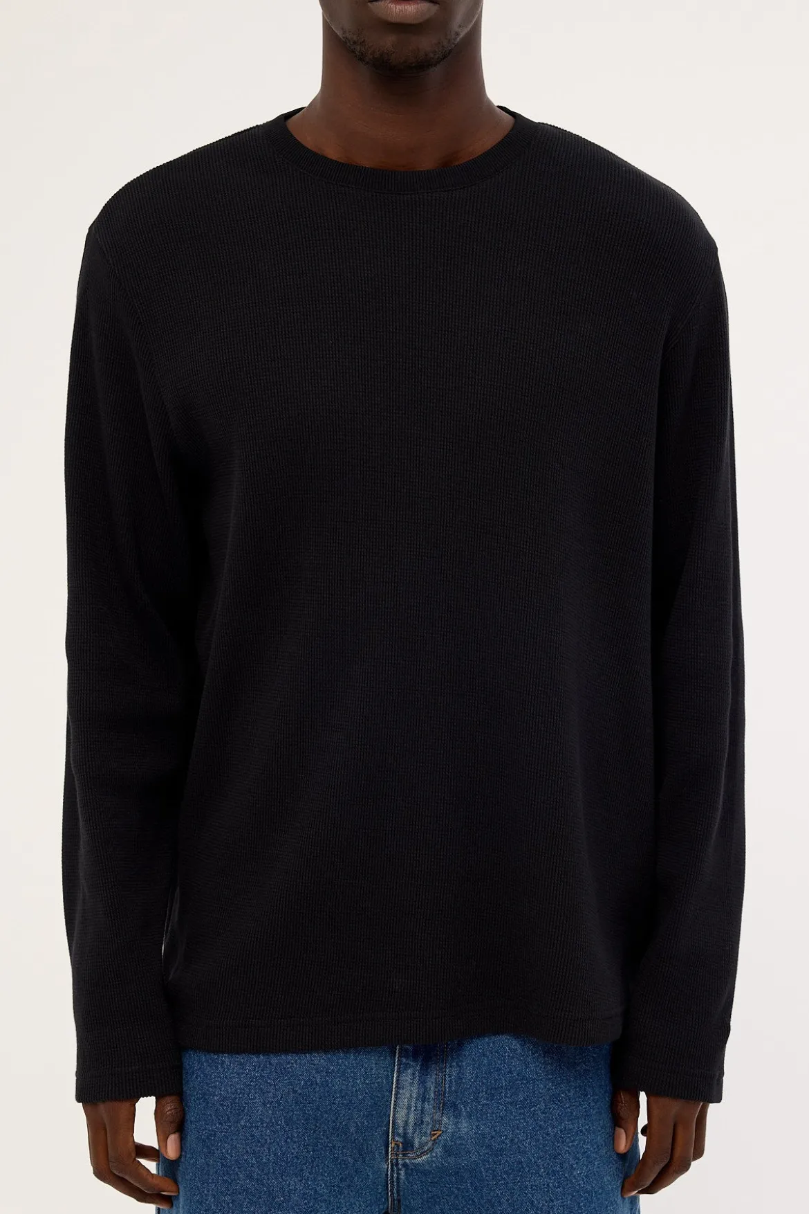 Channing Waffle Long Sleeve Tee Black
