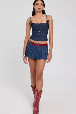 Charismatic Denim Corset Dark Pinstripe