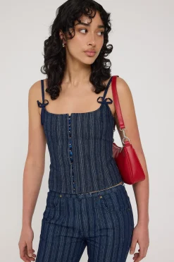 Charismatic Denim Corset Dark Pinstripe