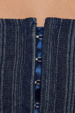 Charismatic Denim Corset Dark Pinstripe