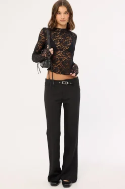 Charlie Low Rise Buckle Pants Black