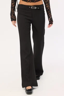 Charlie Low Rise Buckle Pants Black