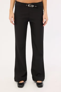 Charlie Low Rise Buckle Pants Black