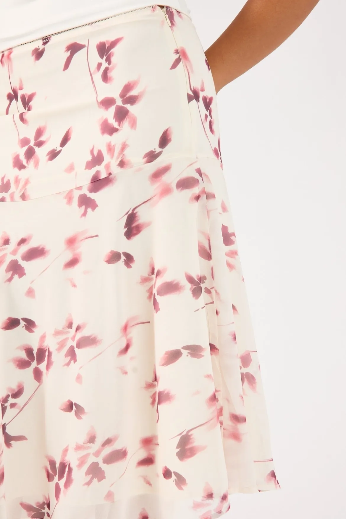 Charlotte Asym Midi Skirt Burgundy Print