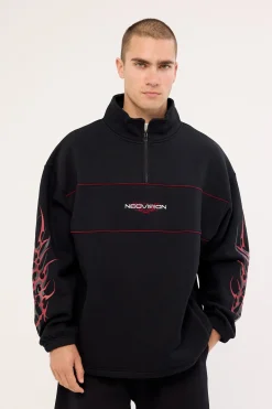 Chasm Elastic Quarter Zip Crew Black