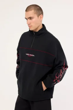 Chasm Elastic Quarter Zip Crew Black