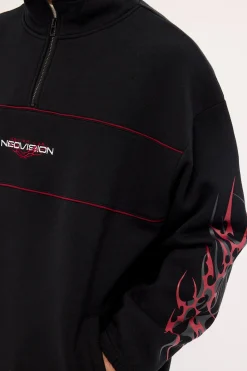 Chasm Elastic Quarter Zip Crew Black