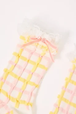 Check Frilly Sock White