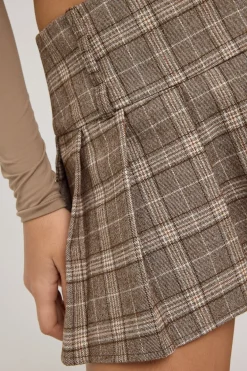 Check Me Out Pleated Mini Skort Brown Print