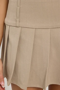 Check Please Pleated Mini Skort Taupe