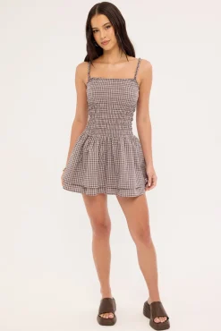 Cheek Shirred Mini Dress Blackberry