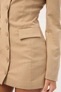 Cheri Mini Dress Tan Plaid