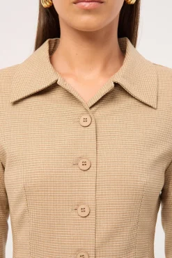Cheri Mini Dress Tan Plaid