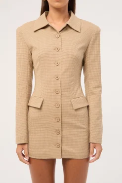 Cheri Mini Dress Tan Plaid