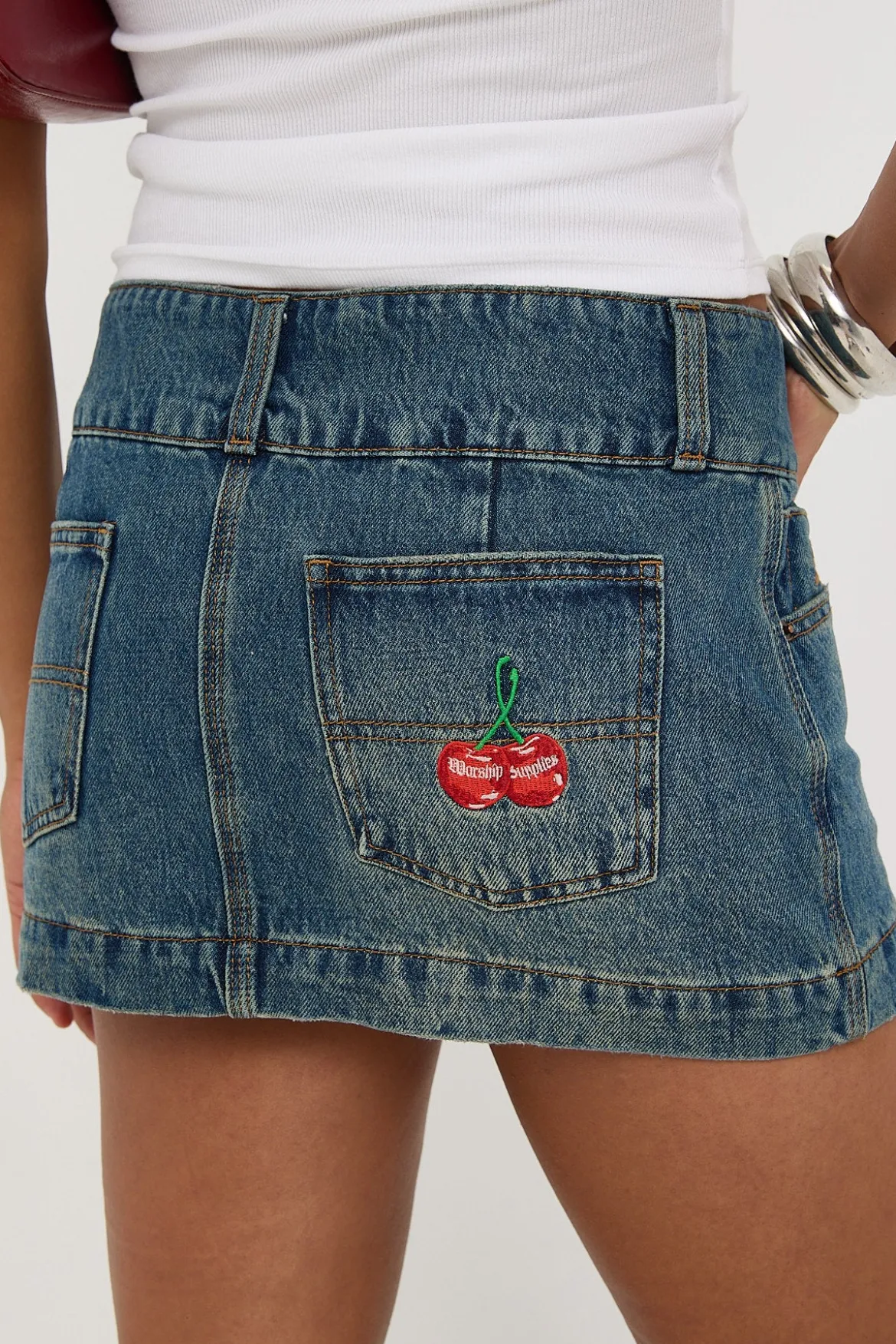 Cherio 00s Micro Skirt Dirty Mid Blue
