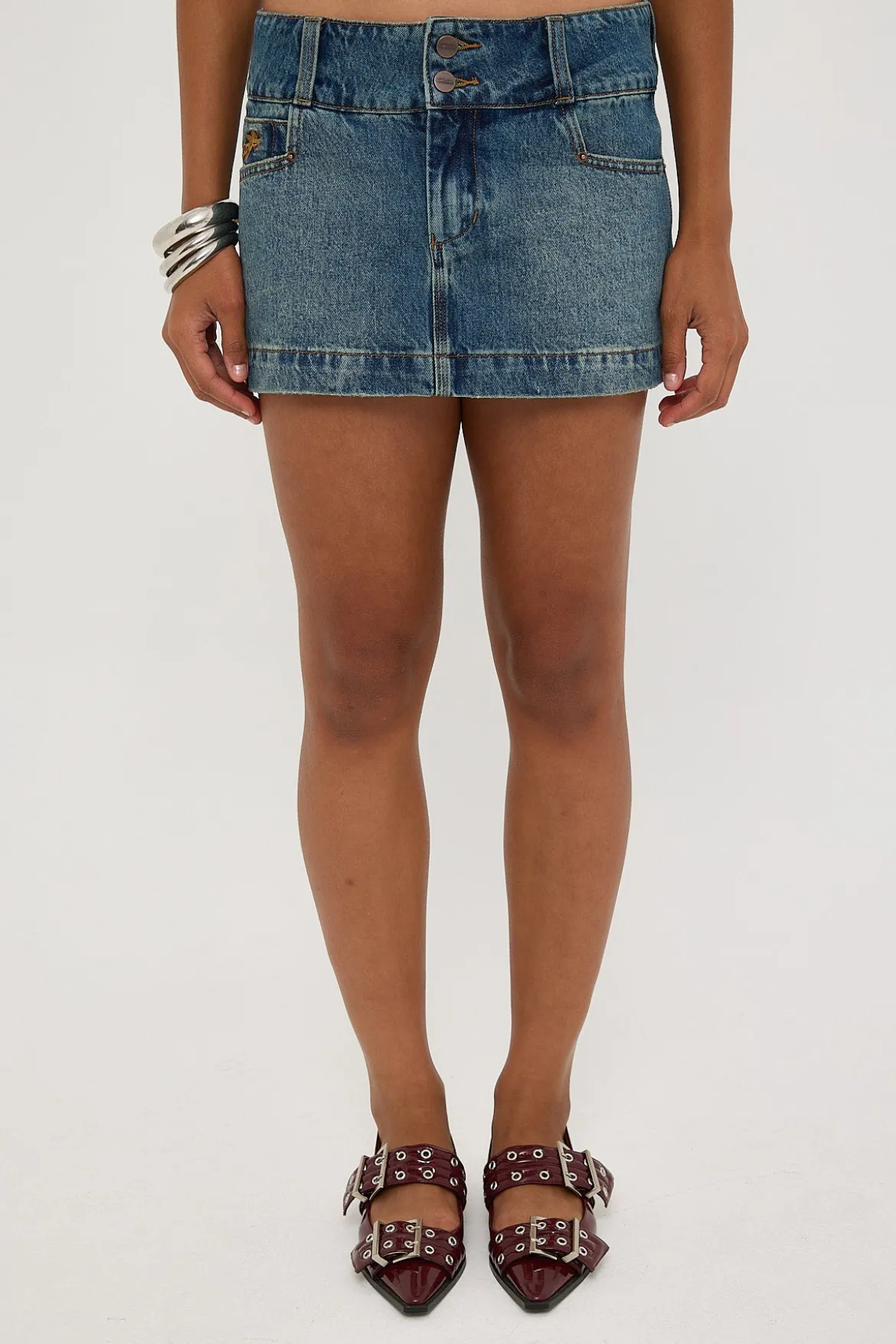 Cherio 00s Micro Skirt Dirty Mid Blue