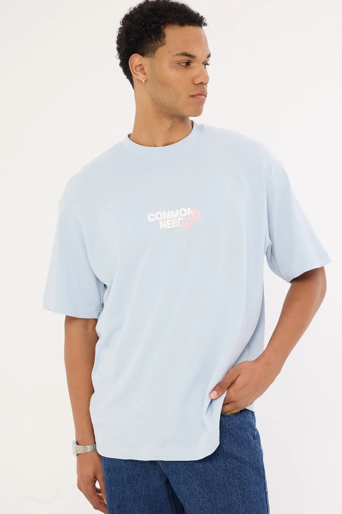 Cherry Blossom Heavyweight Boxy Tee Misty Blue