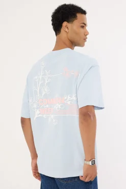 Cherry Blossom Heavyweight Boxy Tee Misty Blue