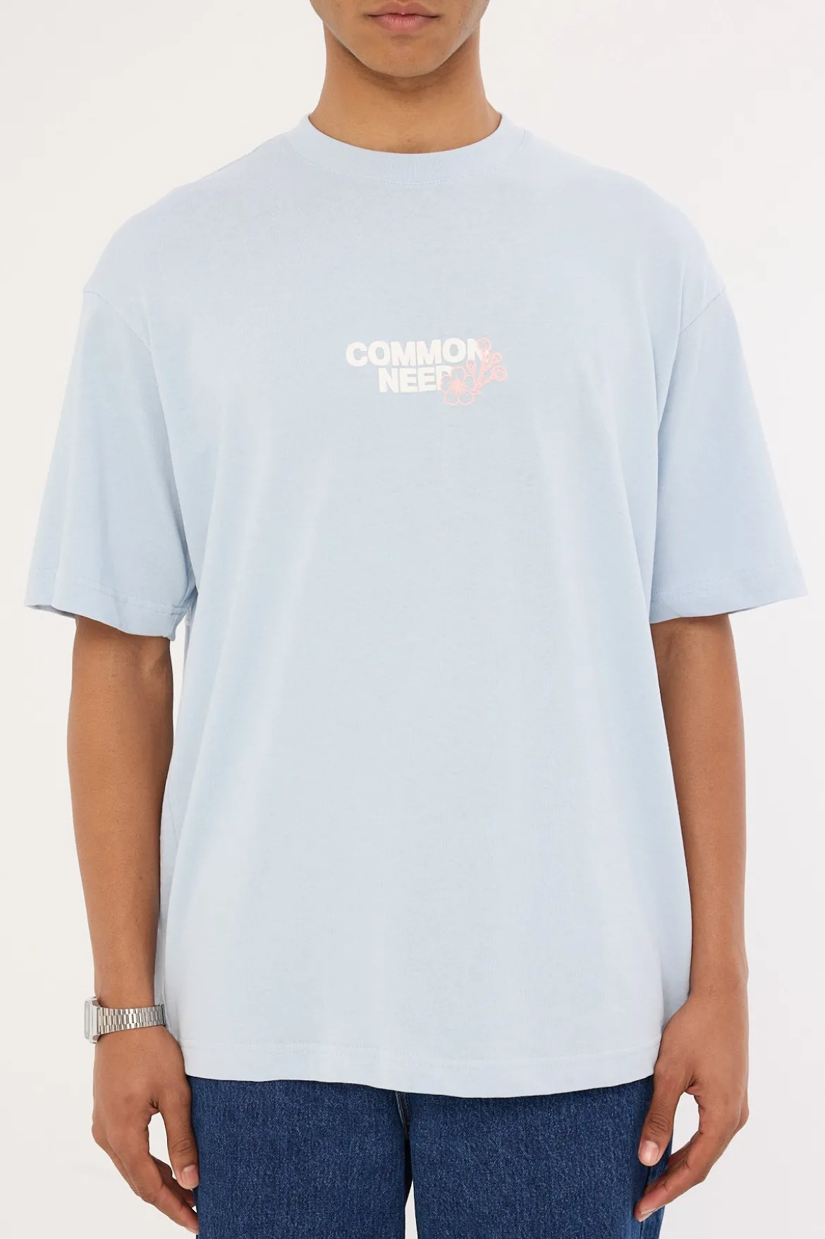Cherry Blossom Heavyweight Boxy Tee Misty Blue