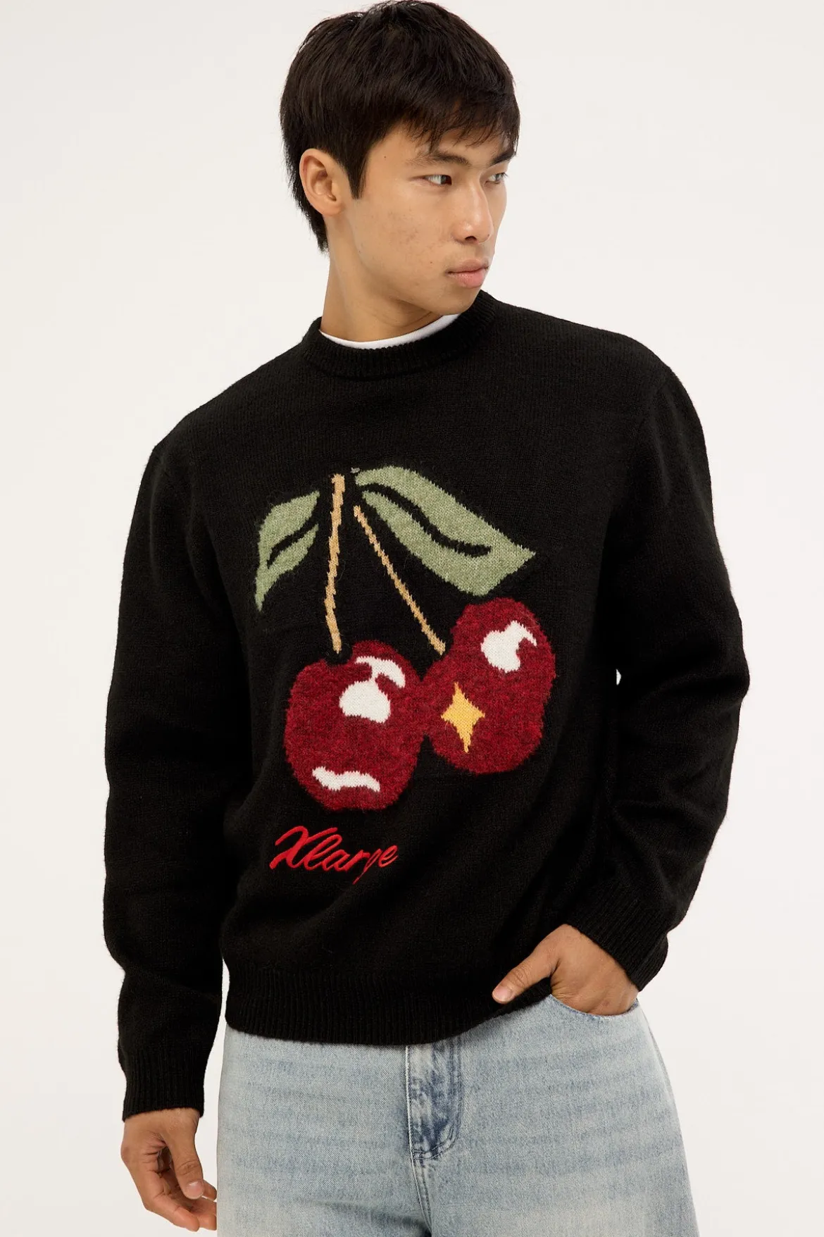 Cherry Knit Sweater Black