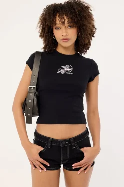 Cherub Cap Sleeve Tee Black