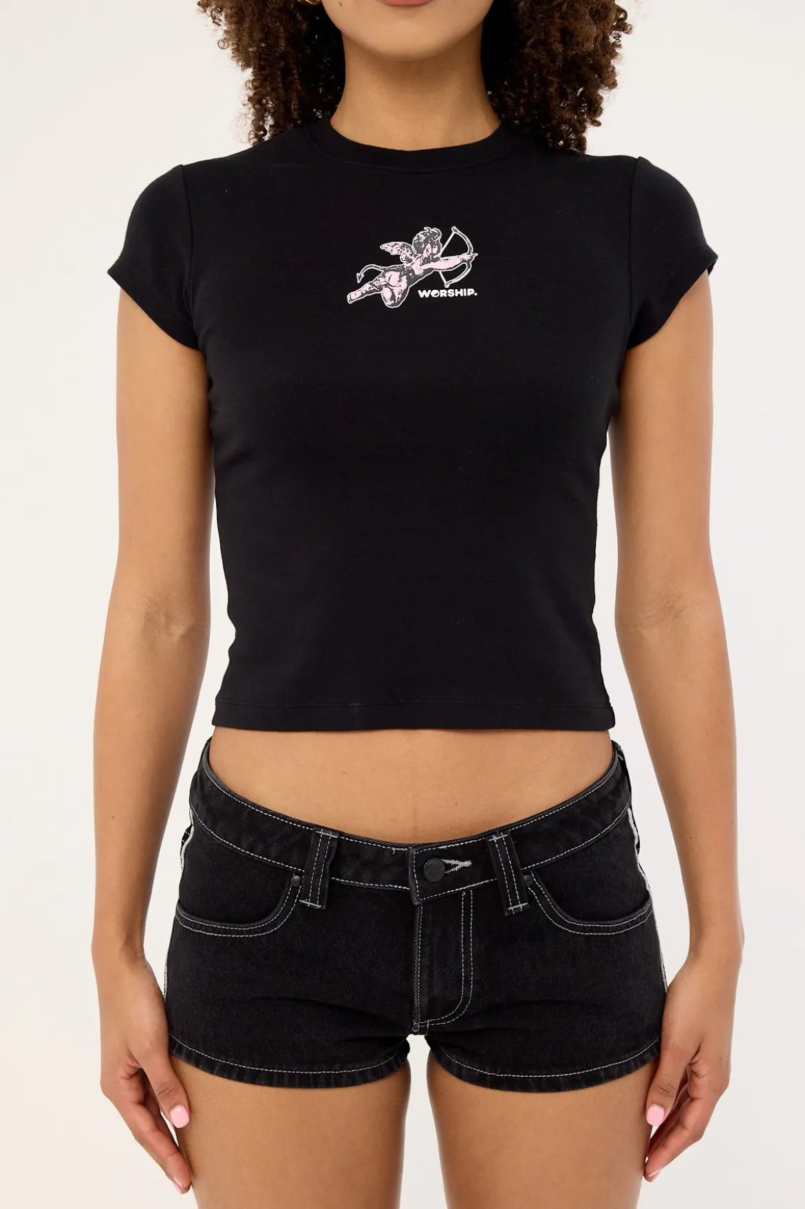 Cherub Cap Sleeve Tee Black