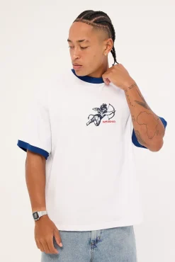 Cherub Oversize Ringer Tee White
