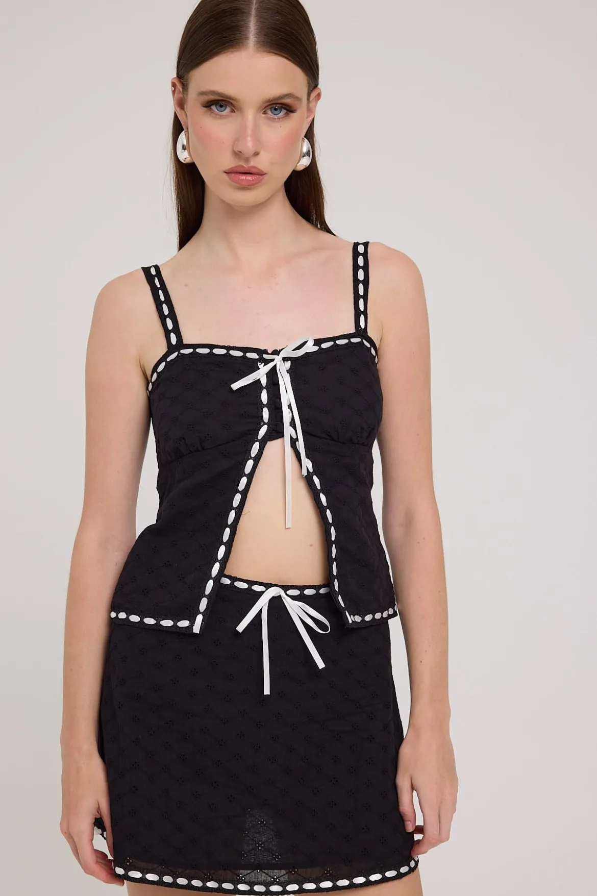 Chiara Broderie Mini Skirt Black