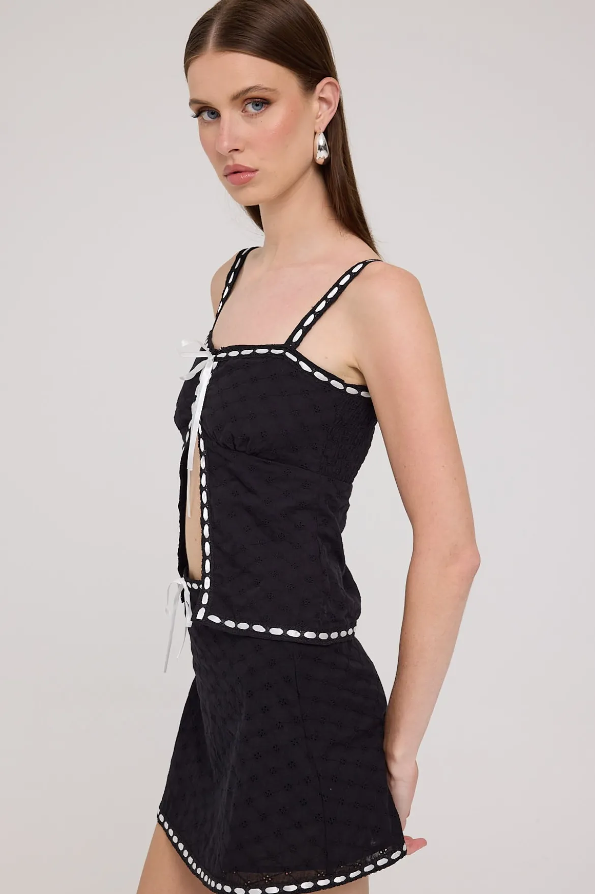 Chiara Broderie Mini Skirt Black