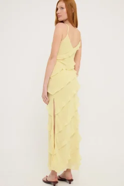 Chiffon Ruffle Maxi Dress Lemon