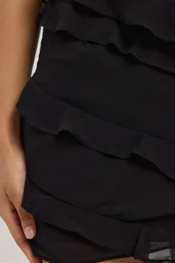 Chiffon Ruffle Mini Skirt Black