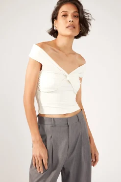 Chloe Draped Off Shoulder Top White