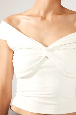Chloe Draped Off Shoulder Top White