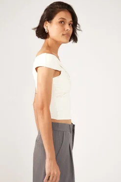 Chloe Draped Off Shoulder Top White