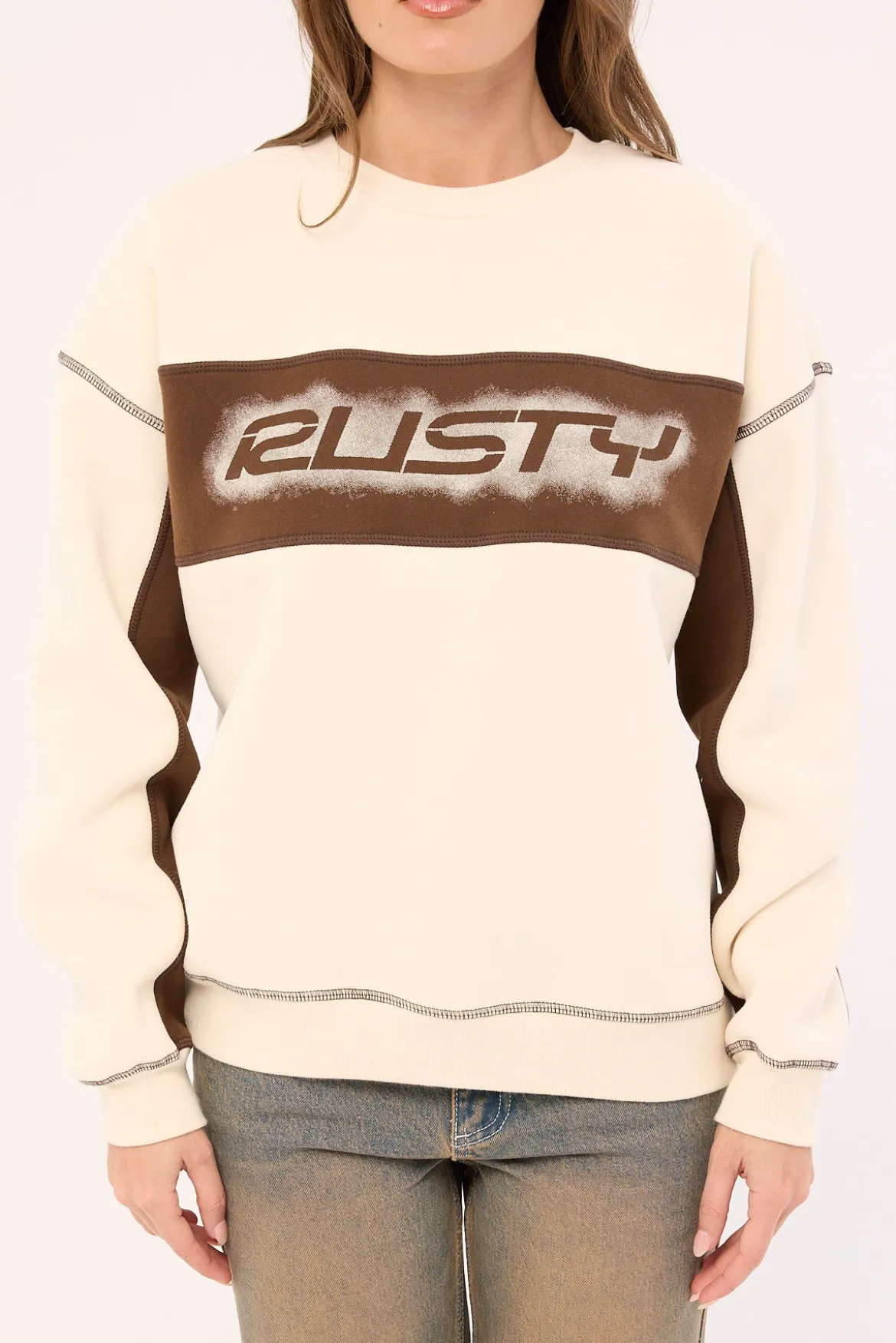 Choc Top L/S Oversize Crew Cream
