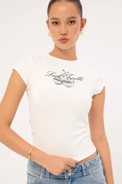Chrome Cherries Baby Tee White