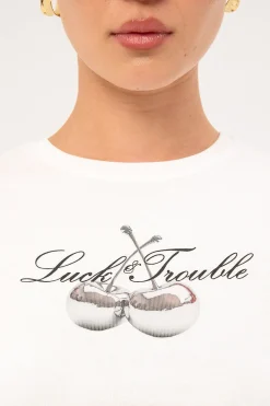 Chrome Cherries Baby Tee White
