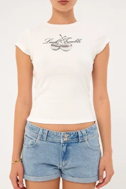 Chrome Cherries Baby Tee White