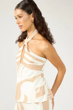 Cielle Halter Cami Top Nude Print