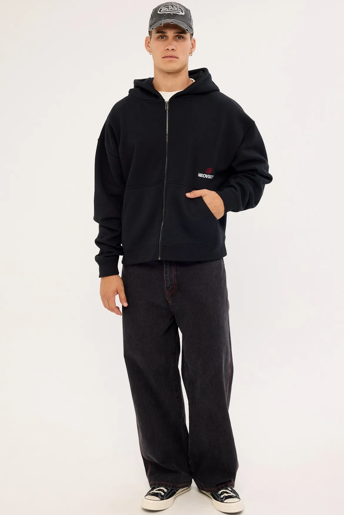 Cinder Urban Zip Through Hoodie Black