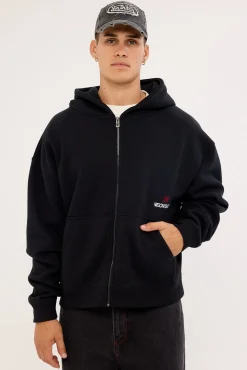 Cinder Urban Zip Through Hoodie Black