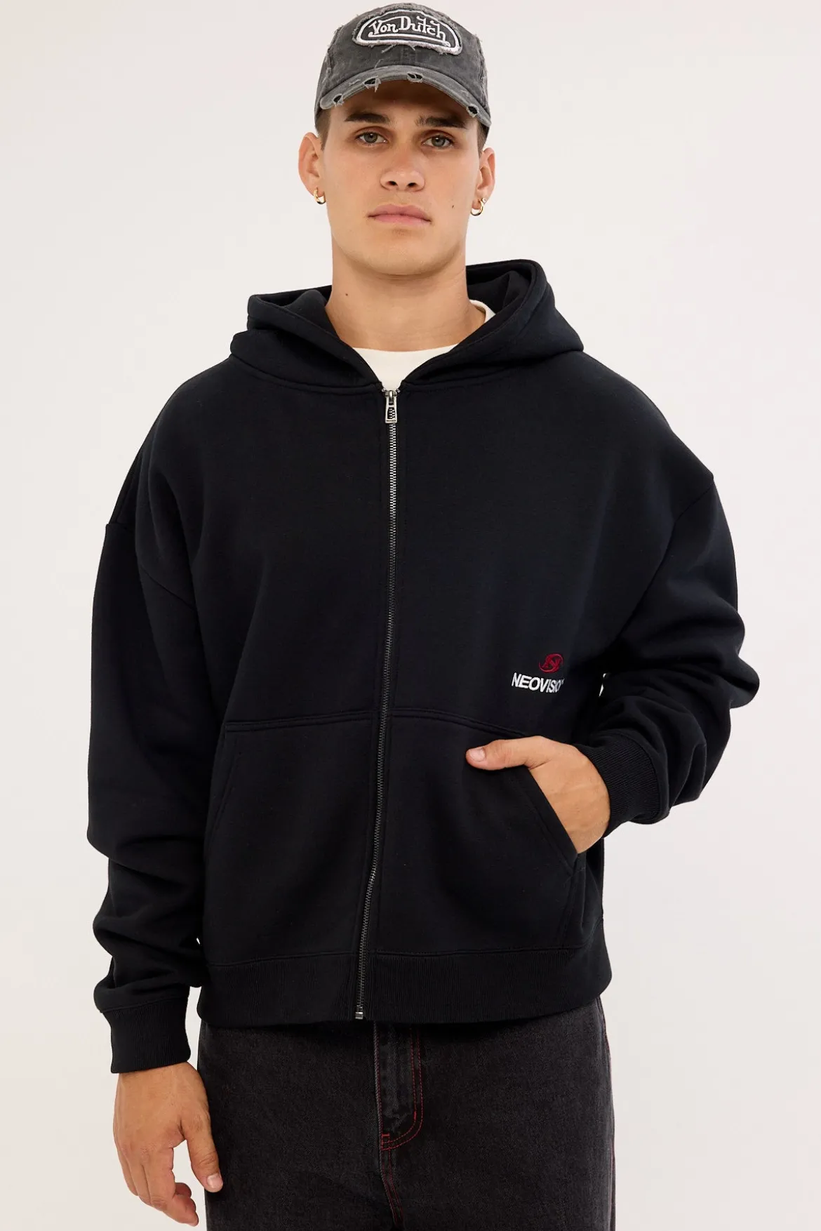 Cinder Urban Zip Through Hoodie Black
