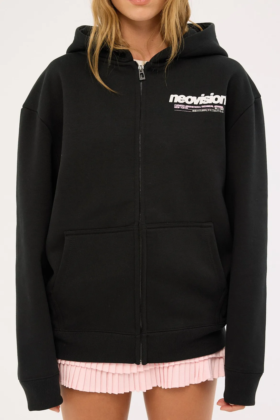 Cipher Zip Through Hoodie Black