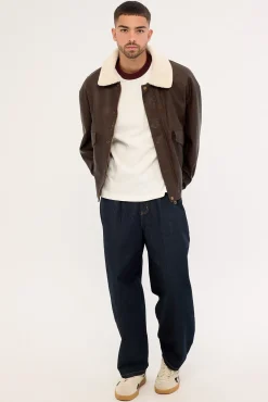Claremont Bomber Jacket Dark Washed Brown