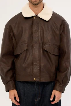 Claremont Bomber Jacket Dark Washed Brown