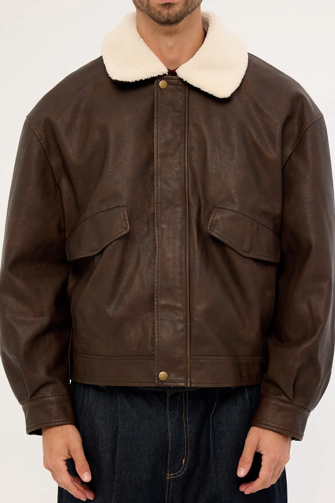 Claremont Bomber Jacket Dark Washed Brown