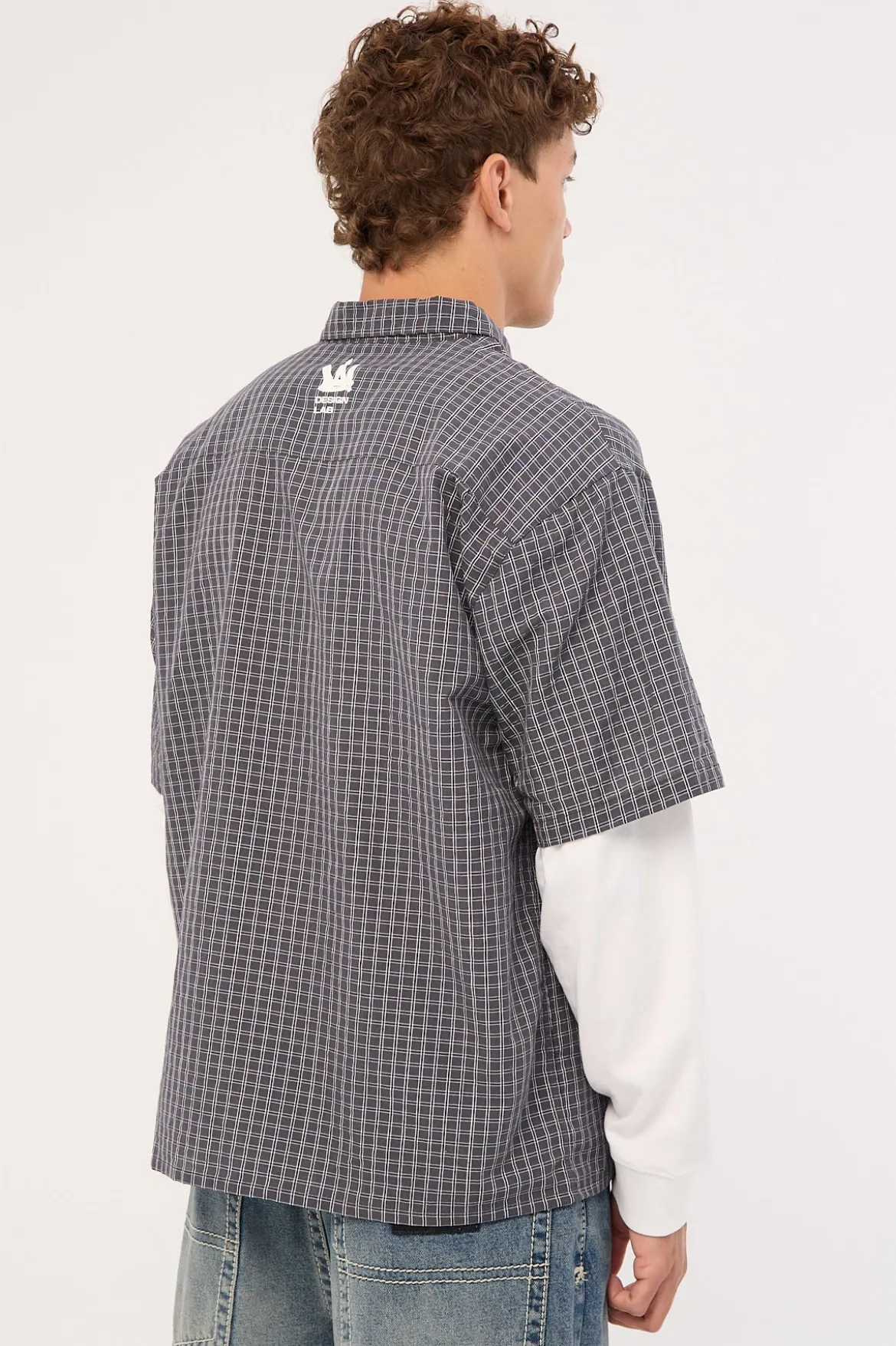 Clash Layered Long Sleeve Shirt Charcoal Check