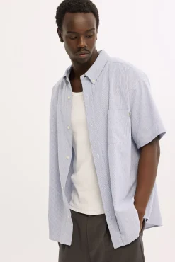Classic Oxford S/S Shirt Navy Stripe
